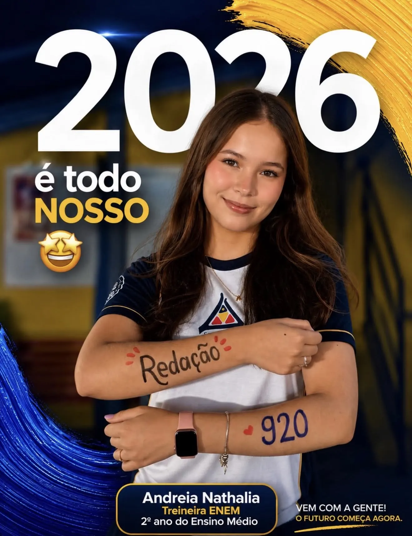 Aluna do Ensino Médio do Colégio Cefron na campanha de preparação para o ENEM